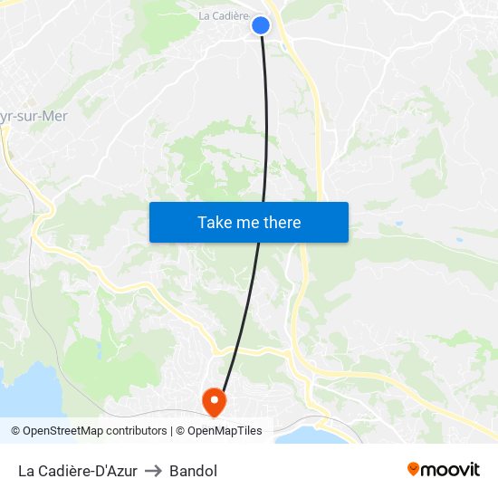 La Cadière-D'Azur to Bandol map