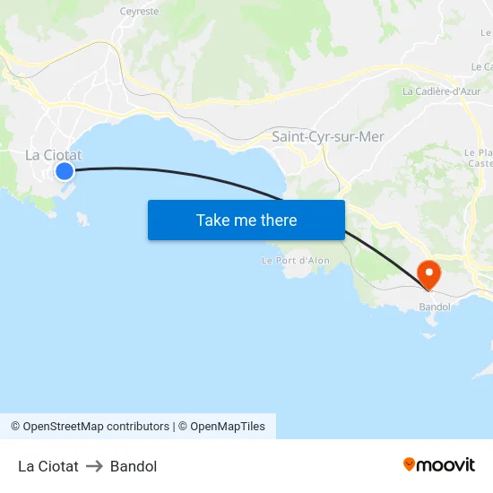 La Ciotat to Bandol map