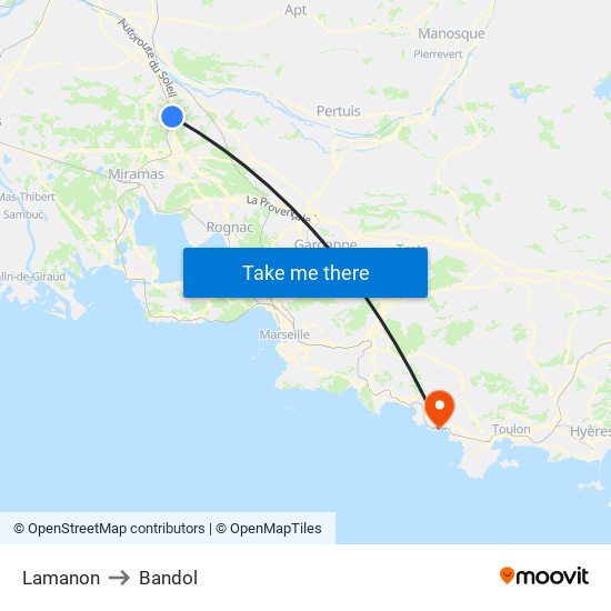 Lamanon to Bandol map