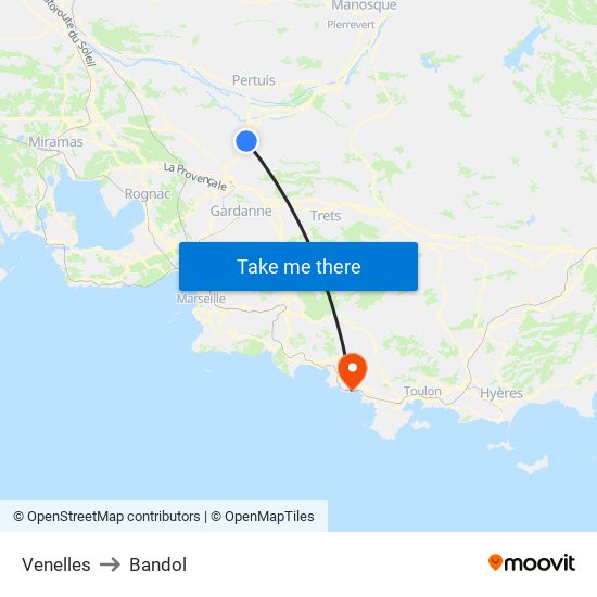 Venelles to Bandol map