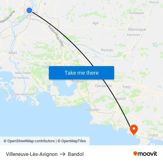 Villeneuve-Lès-Avignon to Bandol map