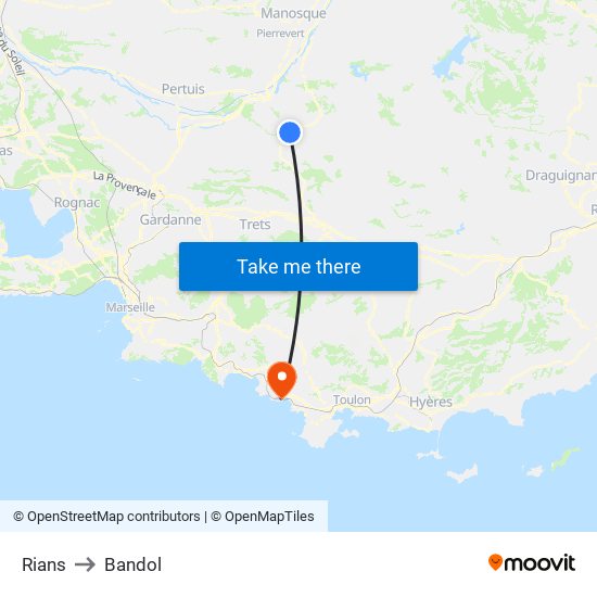 Rians to Bandol map