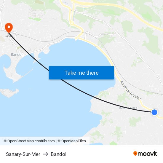 Sanary-Sur-Mer to Bandol map