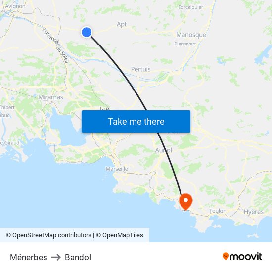 Ménerbes to Bandol map