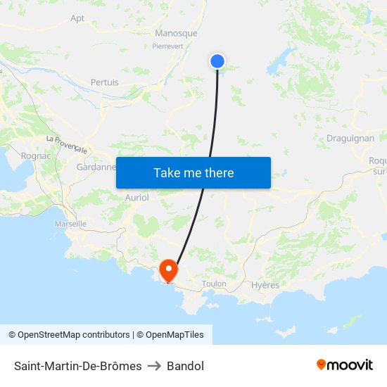 Saint-Martin-De-Brômes to Bandol map