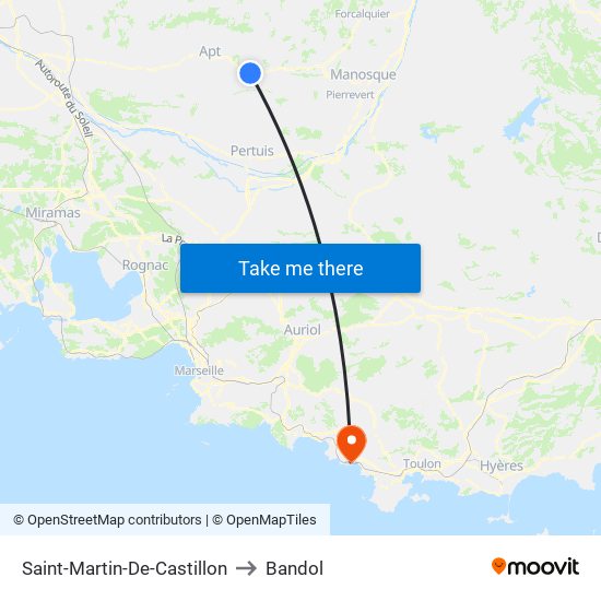 Saint-Martin-De-Castillon to Bandol map