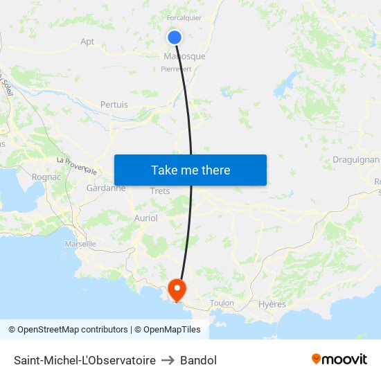 Saint-Michel-L'Observatoire to Bandol map