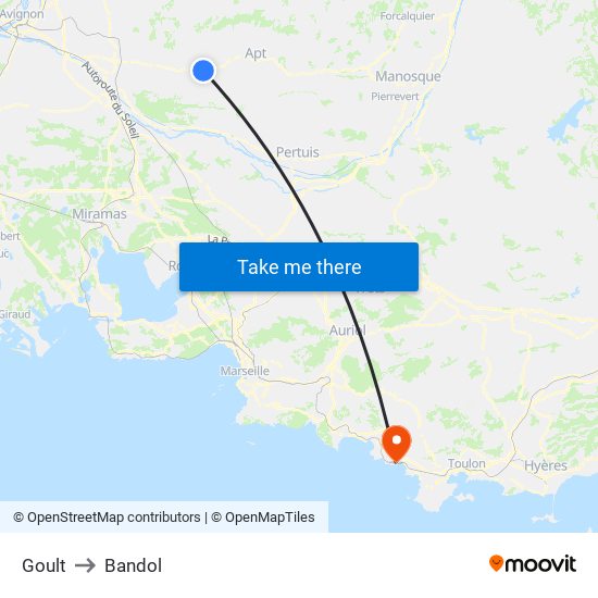 Goult to Bandol map