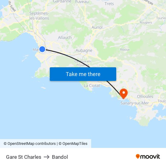 Gare St Charles to Bandol map