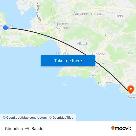 Girondins to Bandol map