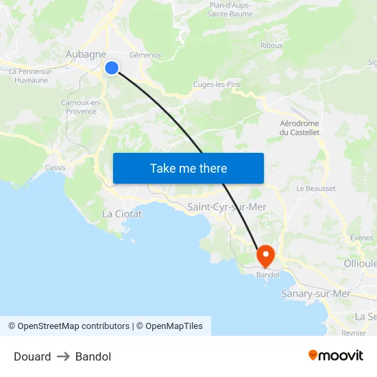 Douard to Bandol map