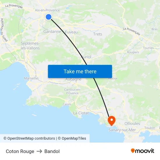 Coton Rouge to Bandol map