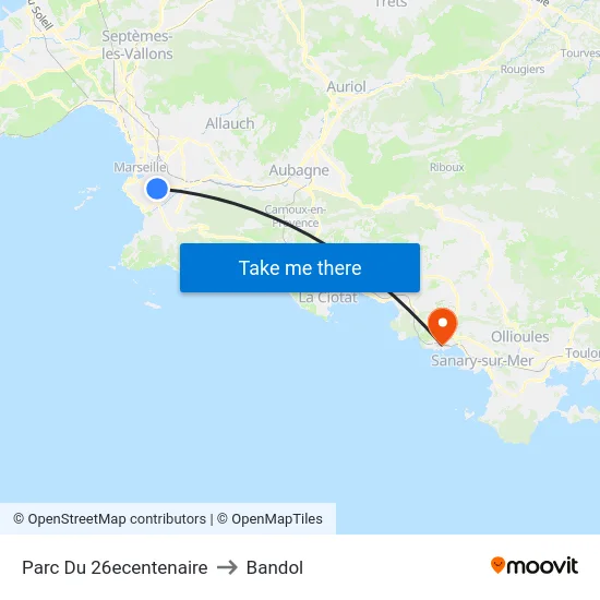 Parc Du 26ecentenaire to Bandol map