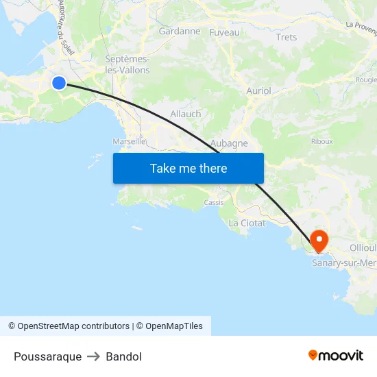 Poussaraque to Bandol map