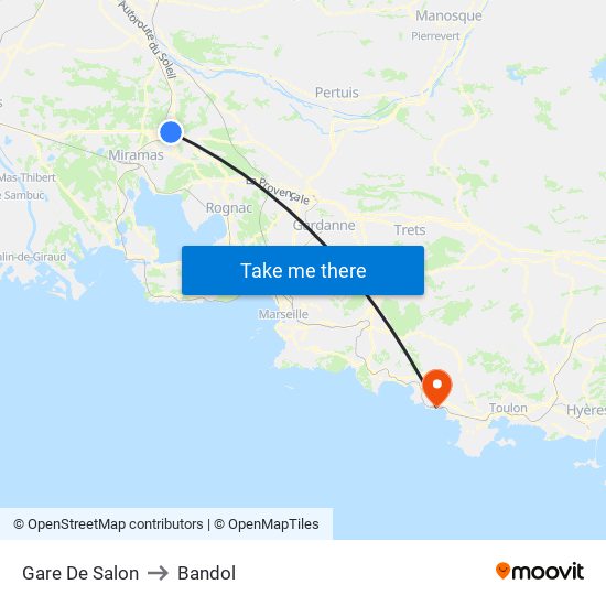 Gare De Salon to Bandol map
