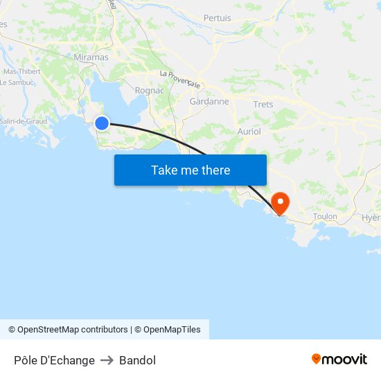 Pôle D'Echange to Bandol map