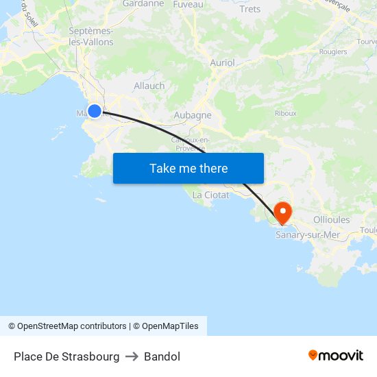 Place De Strasbourg to Bandol map