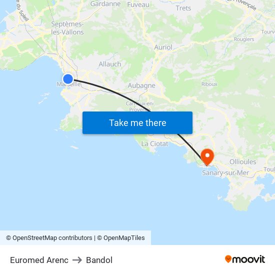 Euromed Arenc to Bandol map