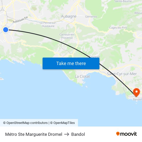 Métro Ste Marguerite Dromel to Bandol map