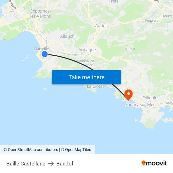 Baille Castellane to Bandol map