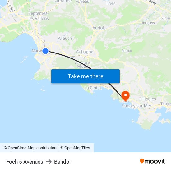 Foch 5 Avenues to Bandol map