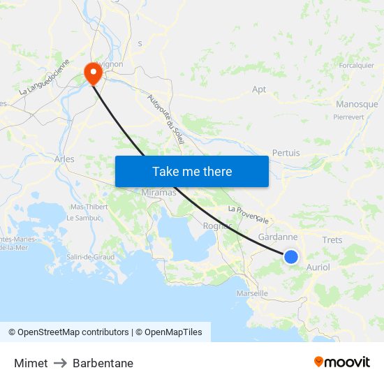 Mimet to Barbentane map