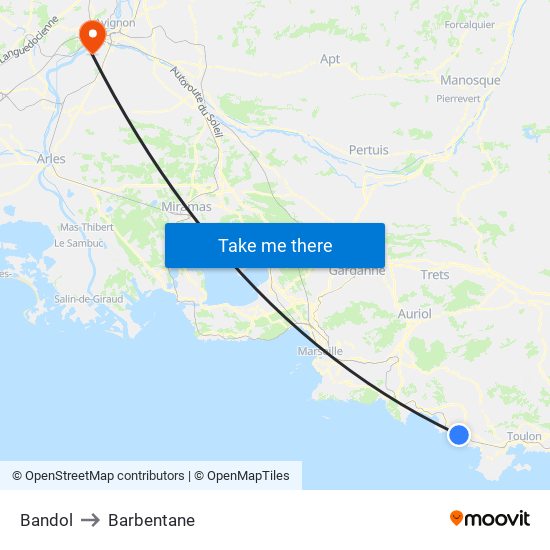 Bandol to Barbentane map