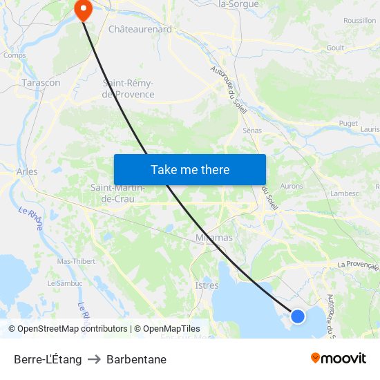 Berre-L'Étang to Barbentane map