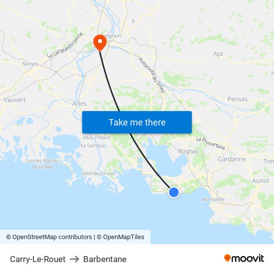 Carry-Le-Rouet to Barbentane map