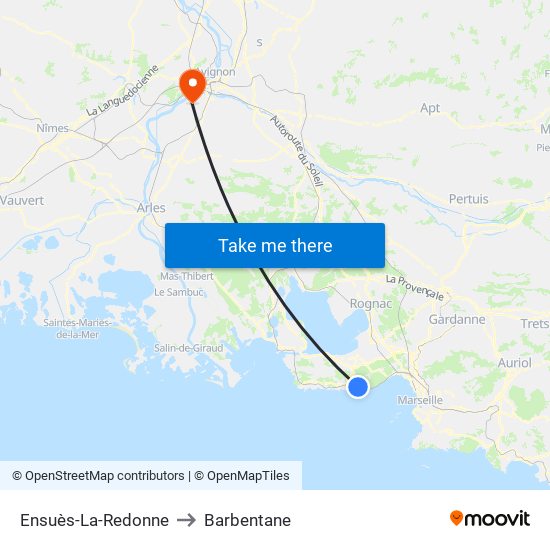 Ensuès-La-Redonne to Barbentane map