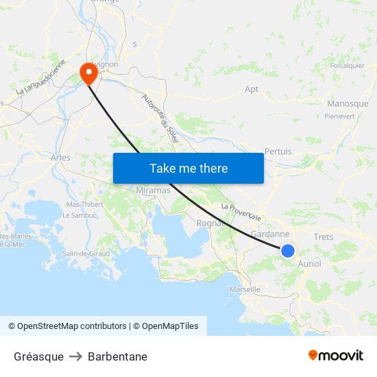 Gréasque to Barbentane map