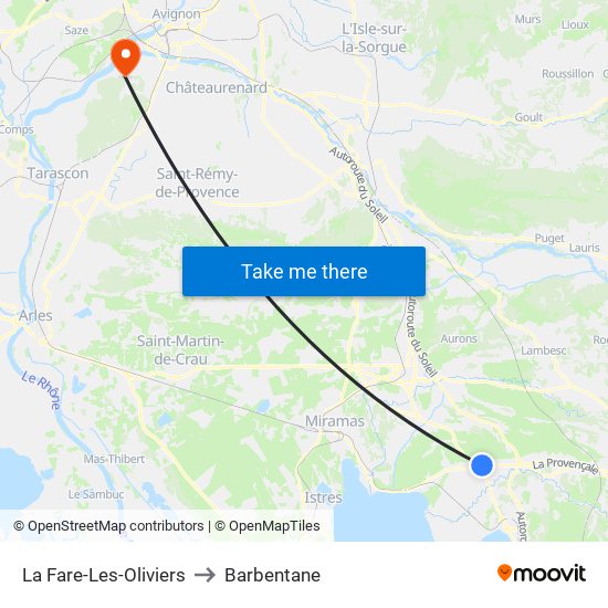 La Fare-Les-Oliviers to Barbentane map
