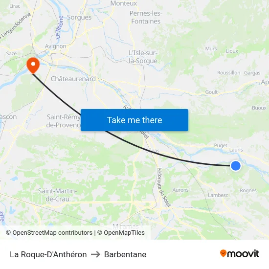 La Roque-D'Anthéron to Barbentane map