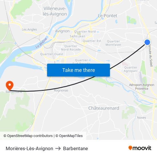 Morières-Lès-Avignon to Barbentane map
