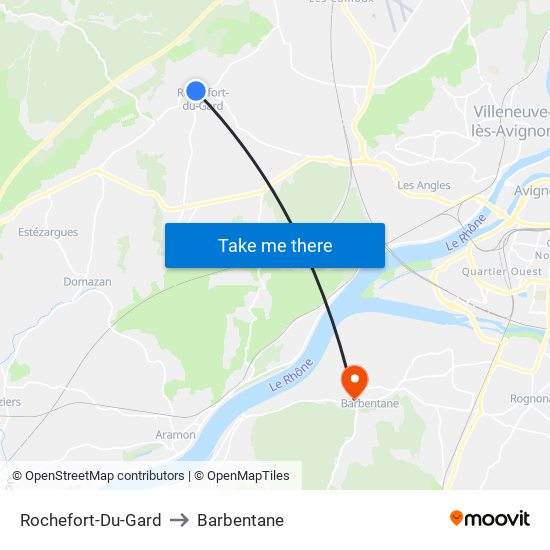 Rochefort-Du-Gard to Barbentane map