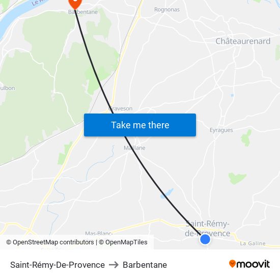 Saint-Rémy-De-Provence to Barbentane map