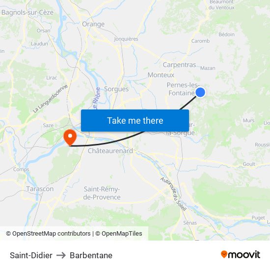 Saint-Didier to Barbentane map