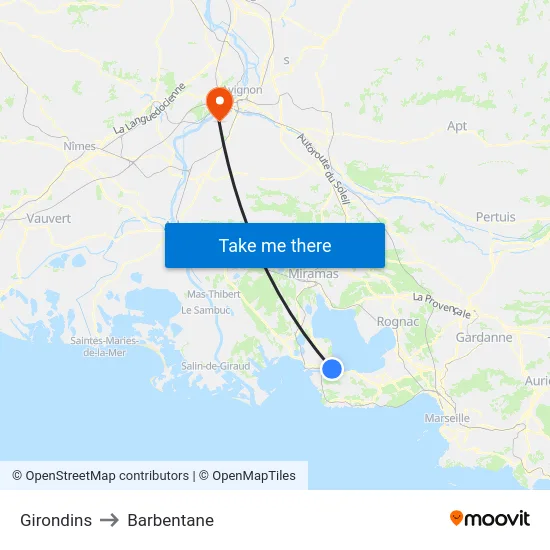 Girondins to Barbentane map