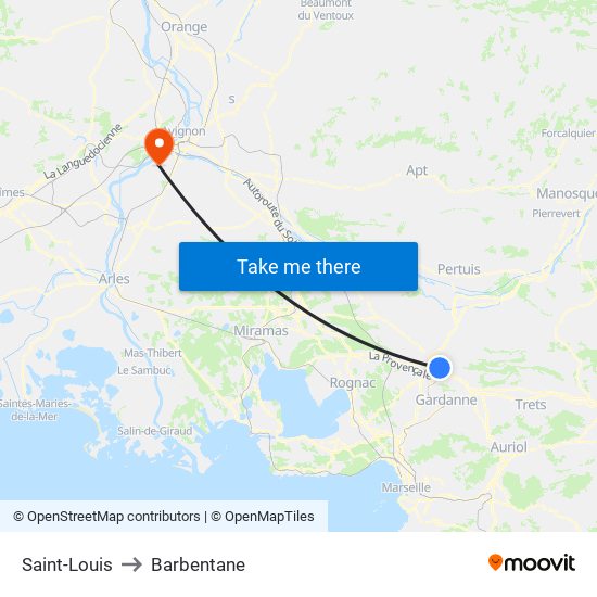 Saint-Louis to Barbentane map