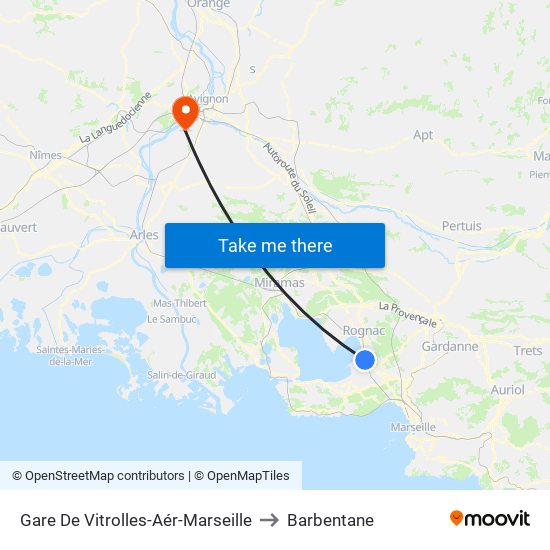 Gare De Vitrolles-Aér-Marseille to Barbentane map