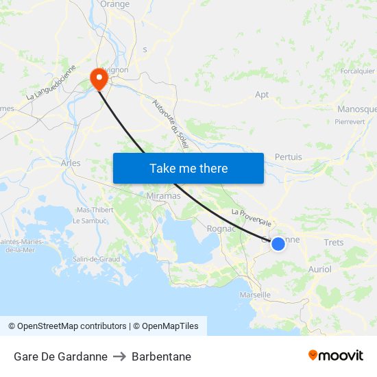 Gare De Gardanne to Barbentane map