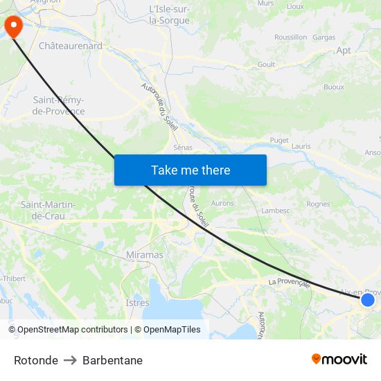 Rotonde to Barbentane map