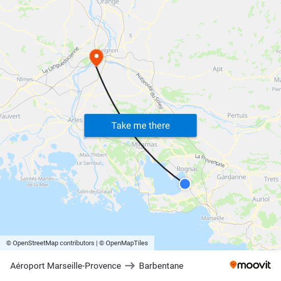 Aéroport Marseille-Provence to Barbentane map