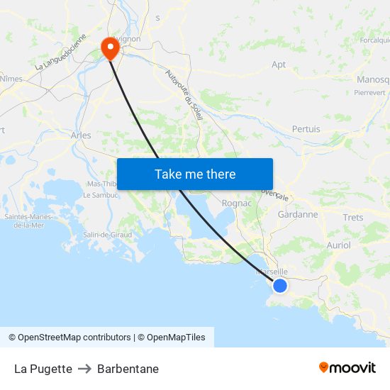 La Pugette to Barbentane map