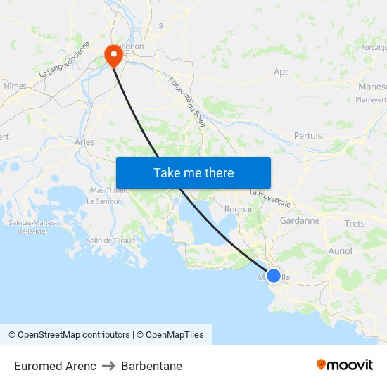 Euromed Arenc to Barbentane map