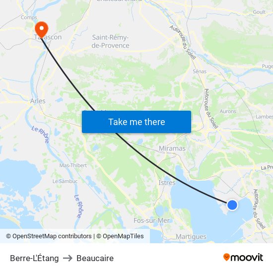Berre-L'Étang to Beaucaire map
