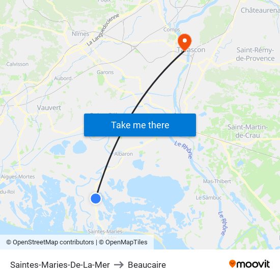 Saintes-Maries-De-La-Mer to Beaucaire map