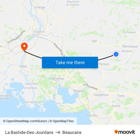 La Bastide-Des-Jourdans to Beaucaire map