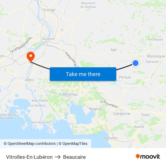 Vitrolles-En-Lubéron to Beaucaire map