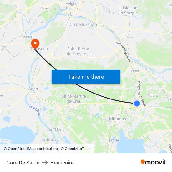 Gare De Salon to Beaucaire map